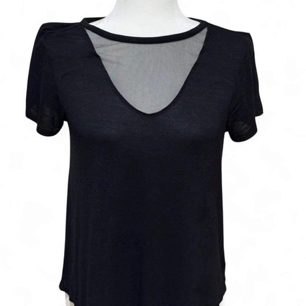 Mossimo Supply Co. Black Sheer Short Sleeve Top